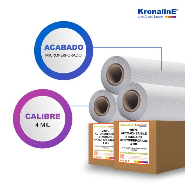 MICST06  VINYL AUTOADHERIBLE MICROPERFORADO STANDARD 4 MIL N3" 1.524 x 50 m RL