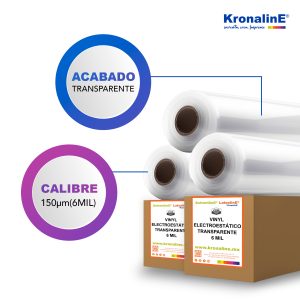 VET04 VINYL ELECTROESTATICO TRANSPARENTE 6 MIL N3" 1.524 x 50 m RL