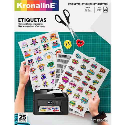 ETQ025  HOJA PARA ETIQUETAS AUTOADHERIBLES .216 x .279 m PAQ C/25 H