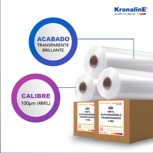 VTR08 VINYL AUTOADHERIBLE TRANSPARENTE 4 MIL N3" 1.524 x 50 m RL